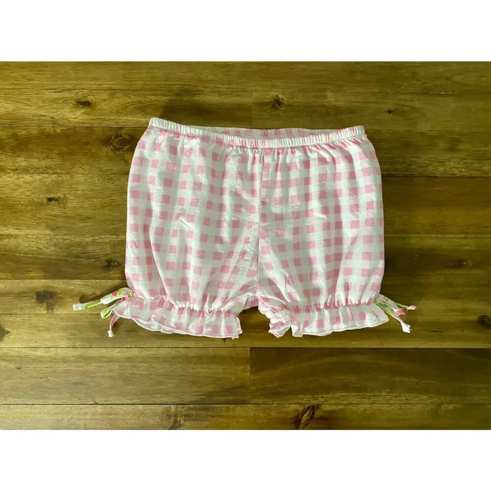 NWT SweetHoney Sleeveless Playsuit Set Summer Blooms Pink Green Gingham Shorts